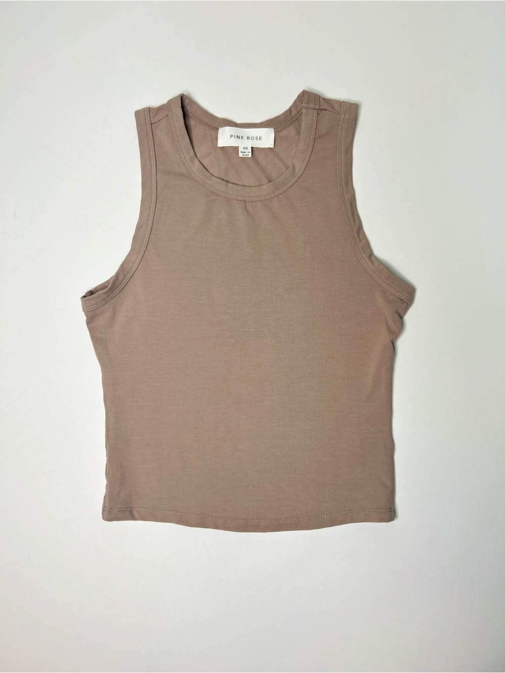 Pink Rose Women's Sleeveless Tank Top in Taupe XS Long Crop Top